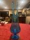 Incredible L. E. Smith Swung Glass Vase in Peacock Blue. 16.5 -Deep Cut Petal MCM