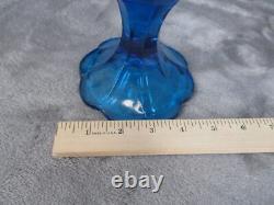 Indiana Glass Pedestal Vase Apothecary Jar Blue Diamond Pattern 10 3/4 Tall VTG