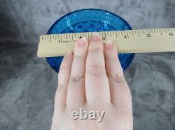 Indiana Glass Pedestal Vase Apothecary Jar Blue Diamond Pattern 10 3/4 Tall VTG
