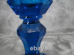 Indiana Glass Pedestal Vase Apothecary Jar Blue Diamond Pattern 10 3/4 Tall VTG