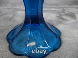 Indiana Glass Pedestal Vase Apothecary Jar Blue Diamond Pattern 10 3/4 Tall VTG