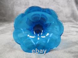 Indiana Glass Pedestal Vase Apothecary Jar Blue Diamond Pattern 10 3/4 Tall VTG