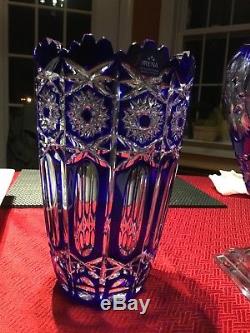 Irena cobalt 24% lead crystal vase made in Poland 14 inches high