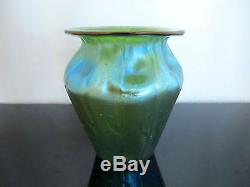 Iridescent Blue Green 19th Century LOETZ Creta Neptun Flared Lip ART GLASS Vase