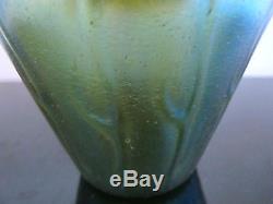 Iridescent Blue Green 19th Century LOETZ Creta Neptun Flared Lip ART GLASS Vase