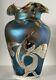 Iridescent Blue Loetz Cabinet Vase, Sterling Silver Overlay, c. 1885-1900