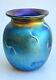 Iridescent Blue Small Vase With Wave Design. By Saul Alcaraz Blown Glass