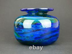Isle of Wight Studio Glass large Seaward vase signed by Michael Harris 1973 blue