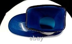 Italian Cased Art Glass Blue Asymmetrical 9 Vase