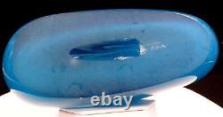 Italian Cased Art Glass Blue Asymmetrical 9 Vase