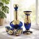 Italian Cobalt Blue Glass Decanter Set with Bud Vase Made In Italy Beautiful Set