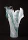 Italian Murano 17 tall Turquoise Blue Art Glass Handkerchief Vase Marbled Motif