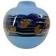 J. Byron Round Blue Art Glass Vase