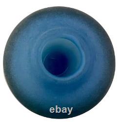 J. Byron Round Blue Art Glass Vase