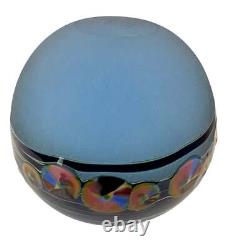 J. Byron Round Blue Art Glass Vase