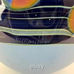 J. Byron Round Blue Art Glass Vase