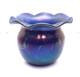 JOHN BARBER Studio Iridescent Cobalt Blue Hanging Hearts Art Glass Vase Ruffled