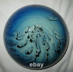 JOSH SIMPSON Blue New Mexico ART GLASS Bowl signed & dated 1998 8&1/2