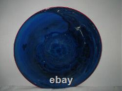 JOSH SIMPSON Blue New Mexico ART GLASS Charger / Plate signed & dated 14 2001