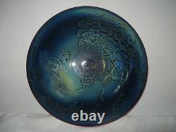 JOSH SIMPSON Blue New Mexico ART GLASS Charger / Plate signed & dated 14 2001