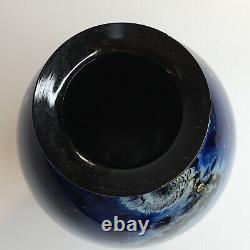 JOSH SIMPSON STUDIO Blue New Mexico Art Glass Blue Vase 6 in Signed Dated 1986