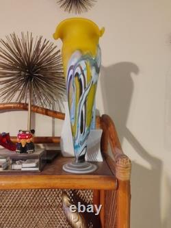 Jack In The Pulpit Yellow White And Blue Art Glass Vase