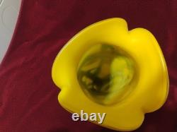 Jack In The Pulpit Yellow White And Blue Art Glass Vase