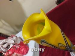 Jack In The Pulpit Yellow White And Blue Art Glass Vase