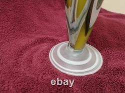 Jack In The Pulpit Yellow White And Blue Art Glass Vase
