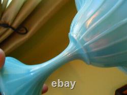 Jade Blue Flared Comport Tazza Northwood 631 Iridescent Stretch Glass Vint 1920