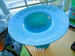 Jade Blue Flared Comport Tazza Northwood 631 Iridescent Stretch Glass Vint 1920