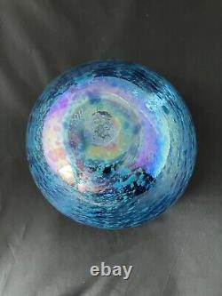 James Alloway Studio Art Glass Vase Exquisite Iridescent Blue Signed