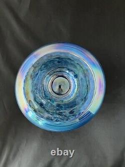 James Alloway Studio Art Glass Vase Exquisite Iridescent Blue Signed