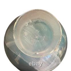 James R. Hayes Art Glass Vase Hand Blown Abstract Multicolor Blue Red White