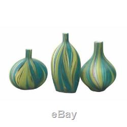 Jamie Young Stream Vessels Hand Blown Glass Vase Green Blue Set of 3 JY-7STRE
