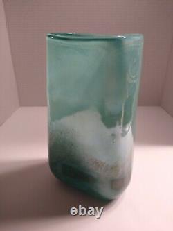 Jamie Young Vapor Metallic Art Glass Vase 9x5 Blue