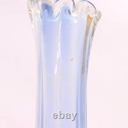 Japanese Blue Glass Bud Vase Frilled Rim Slender 26 cm