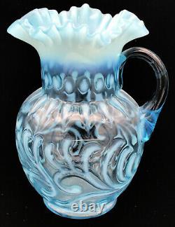 Jefferson Glass Company Buttons and Braids Blue Opalescent Pitcher / Jug