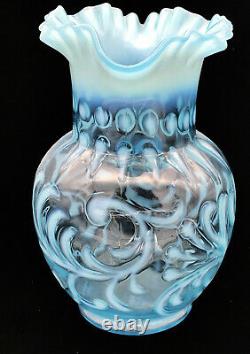 Jefferson Glass Company Buttons and Braids Blue Opalescent Pitcher / Jug