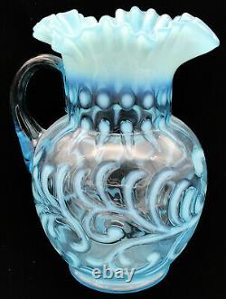 Jefferson Glass Company Buttons and Braids Blue Opalescent Pitcher / Jug