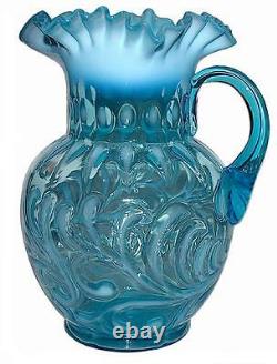 Jefferson Glass Company Buttons and Braids Blue Opalescent Pitcher / Jug