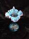 Jefferson glass? Jack in the Pulpit Ruffled Edge Art Glass Vase Blue Opalescent