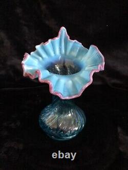 Jefferson glass? Jack in the Pulpit Ruffled Edge Art Glass Vase Blue Opalescent