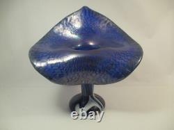 Joe Deanda Large Art Glass Vase Jack in the Pulpit Iridescent Blue Pattern 12