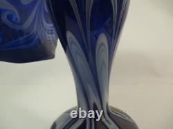 Joe Deanda Large Art Glass Vase Jack in the Pulpit Iridescent Blue Pattern 12