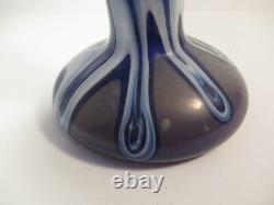 Joe Deanda Large Art Glass Vase Jack in the Pulpit Iridescent Blue Pattern 12