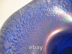 Joe Deanda Large Art Glass Vase Jack in the Pulpit Iridescent Blue Pattern 12