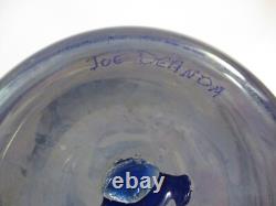 Joe Deanda Large Art Glass Vase Jack in the Pulpit Iridescent Blue Pattern 12