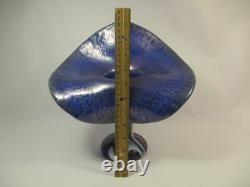 Joe Deanda Large Art Glass Vase Jack in the Pulpit Iridescent Blue Pattern 12