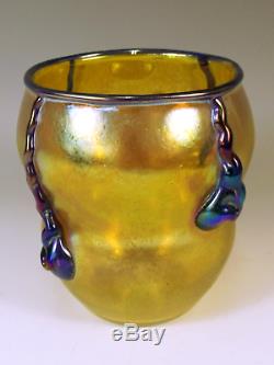 Johann Loetz Yellow And Blue Glass Silberiris Vase